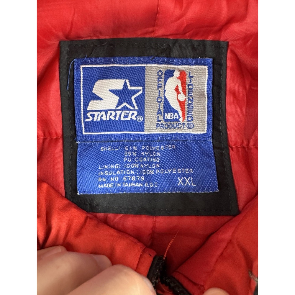 Vtg 1990's Chicago Bulls Starter Jacket Parka NBA Michael Jordan Men 2XL Read - Picture 5 of 13